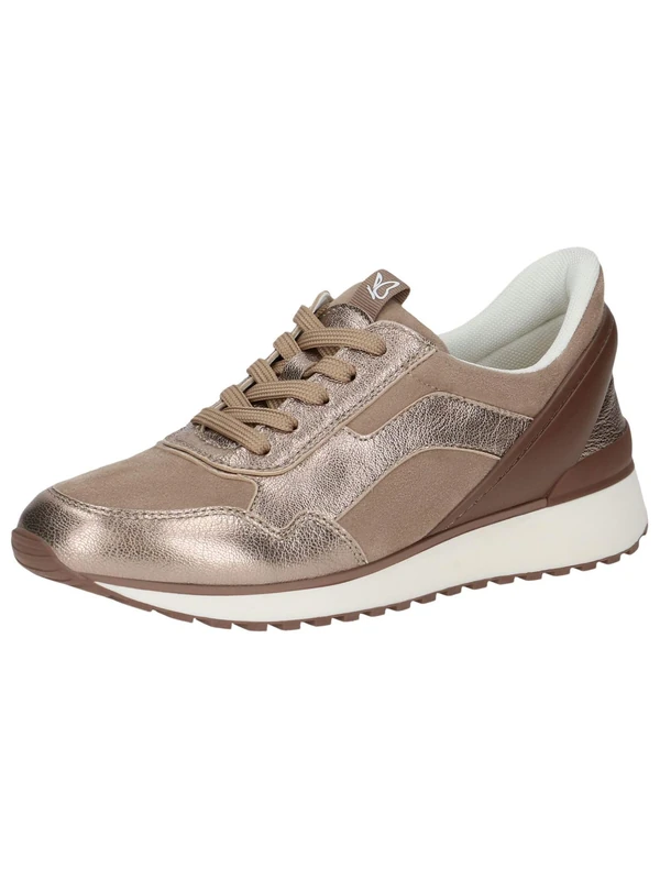 CAPRICE Women's Flat Sneakers with Laces Low Top, Brown (Taupe Comb), 7.5 UK