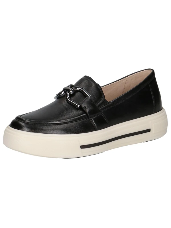 CAPRICE Women's Leather Loafers Comfortable, Black (Black Nappa), 7 UK