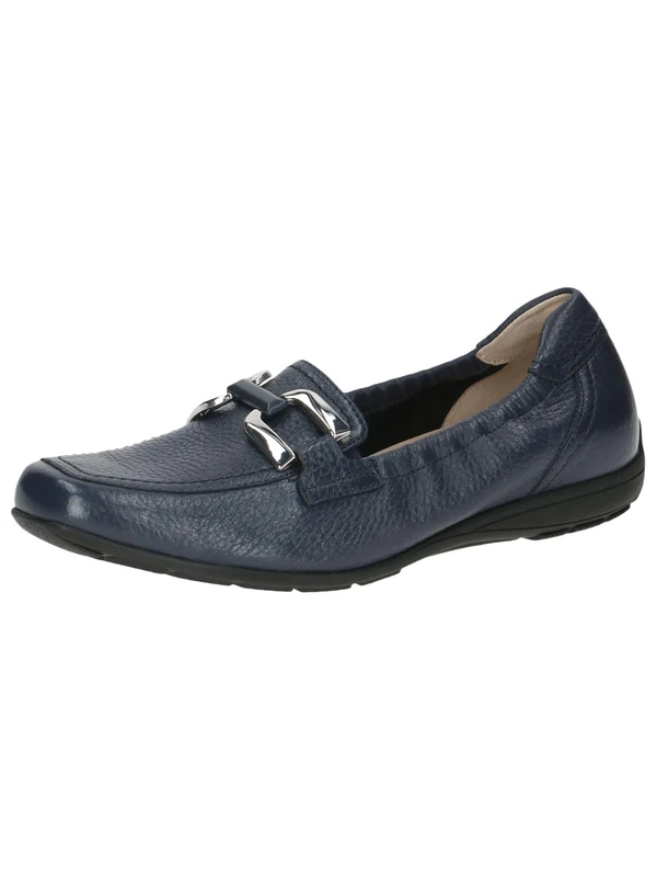 CAPRICE Women's Leather Loafers Elegant, Blue (Ocean Deer), 4 UK