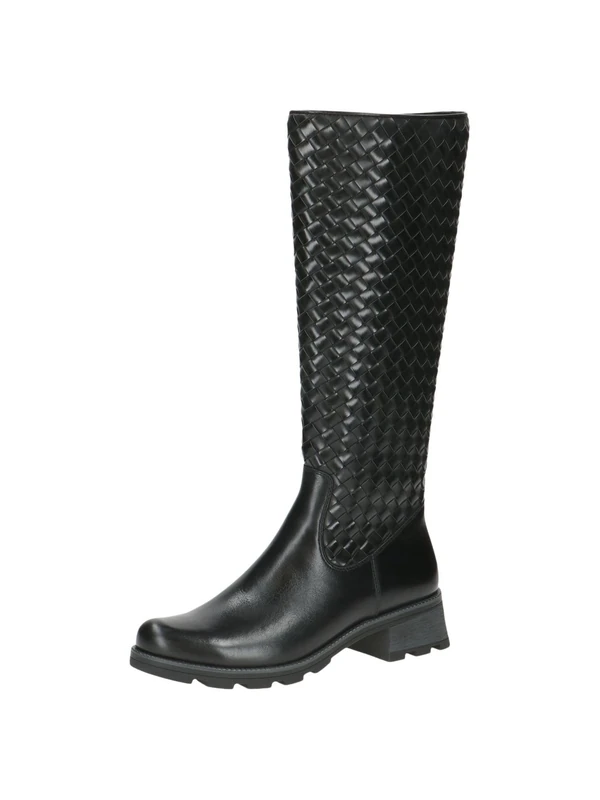 CAPRICE Women's tall heeled boots knee-high with zipper, Black (Black Nappa), 4.5 UK