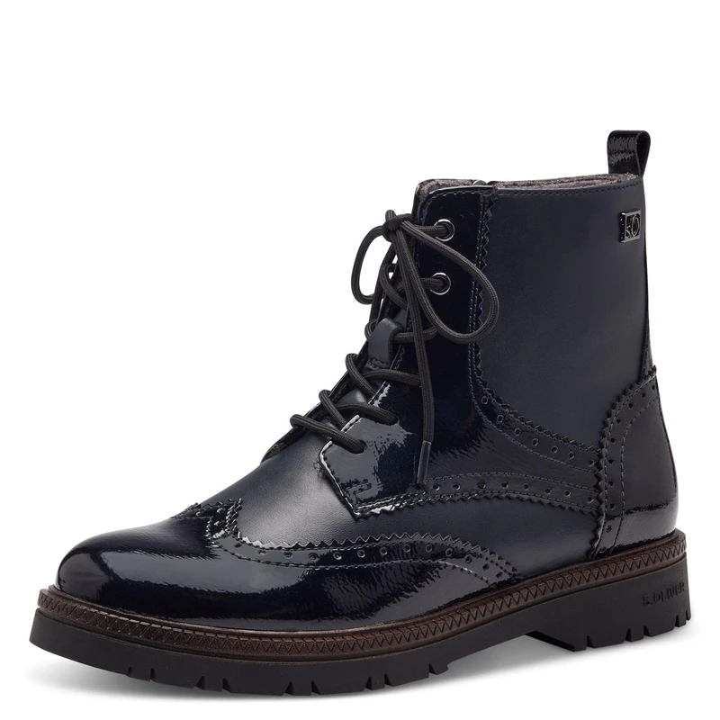 s.Oliver Women's Lace-Up Boots No Heel with Zip Vegan, navy, 7 UK