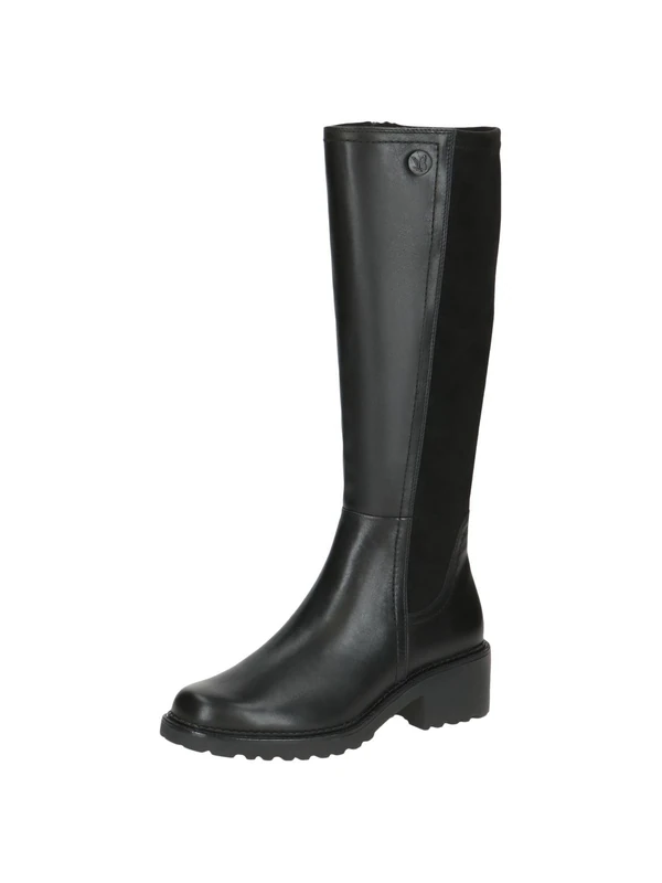 CAPRICE Women's Elegant High Boots with Heel and Zipper - Black