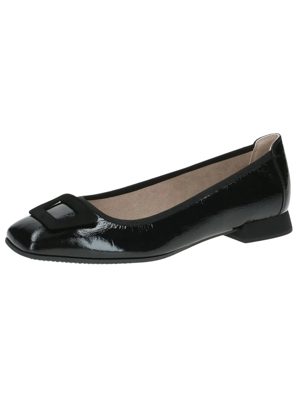 CAPRICE Women Ballet Flats Leather Elegant, Black (Black Naplak), 4 UK