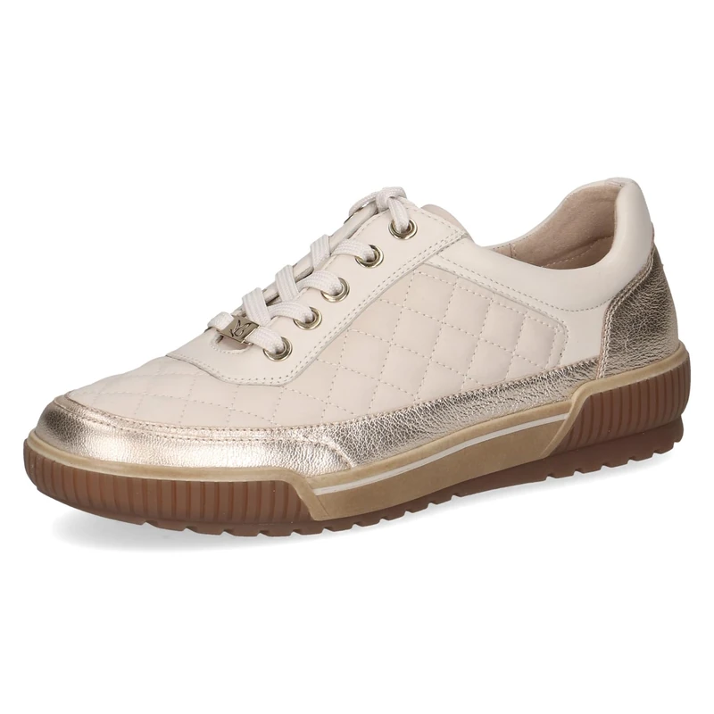 CAPRICE Women's Low-top Leather Sneakers with Laces, White (Offwhite Comb), 5.5 UK