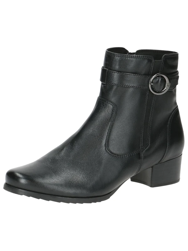 CAPRICE Comfort Women's leather heeled ankle boots with zipper, Black (Black Nappa), 5.5 UK