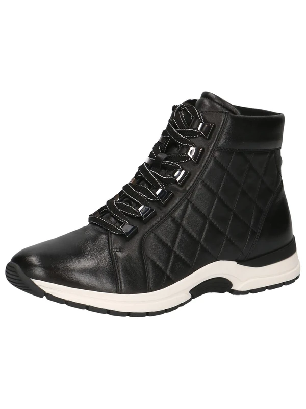 CAPRICE women's lace-up high-top leather sneakers, Black (Black Nappa), 6 UK - Image 1