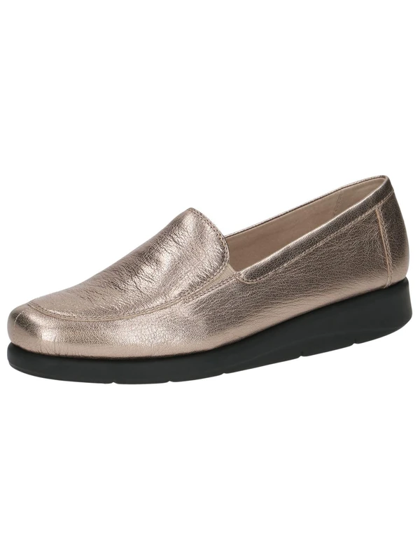 CAPRICE Women's Leather Loafers Elegant, Beige (Taupe Metallic), 5 UK