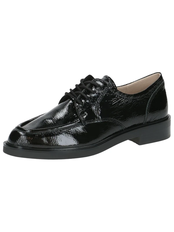 CAPRICE Women's Elegant Leather lace-up Shoes, Black (Black Naplak), 6 UK