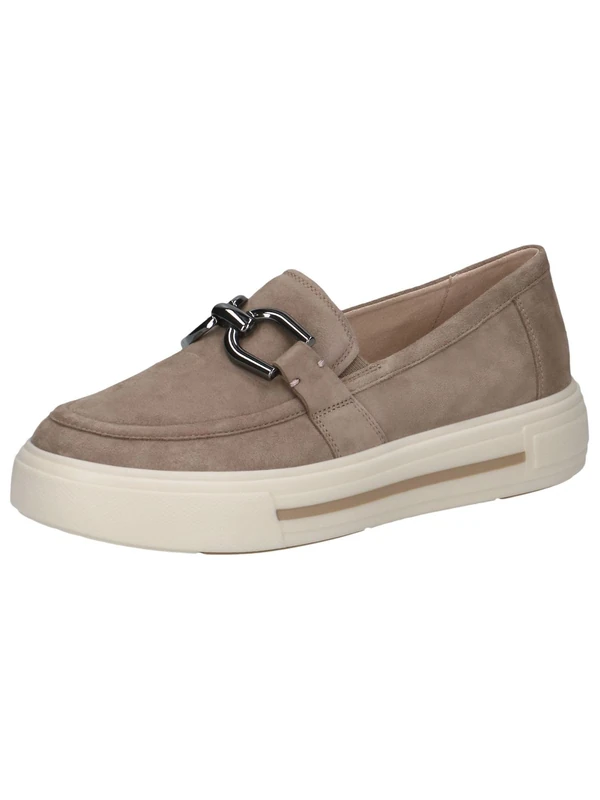 CAPRICE Women's Leather Loafers Comfortable, Brown (Mud Suede), 3.5 UK
