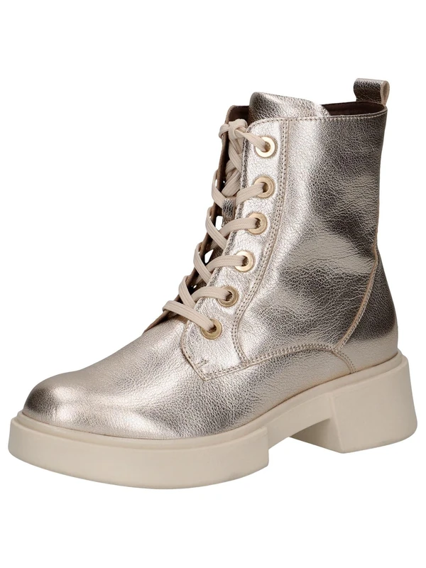CAPRICE women's lace-up leather ankle boots with zipper, Metallic (Platin Metal.), 5 UK
