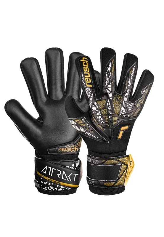Reusch Attrakt Silver NC Finger Support Junior Goalkeeper Gloves for Children with Negative Cut and Finger Protection