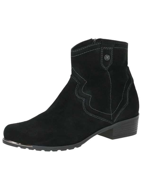 CAPRICE women's heeled leather boots with zipper, Black (Black Suede), 6 UK - Image 1