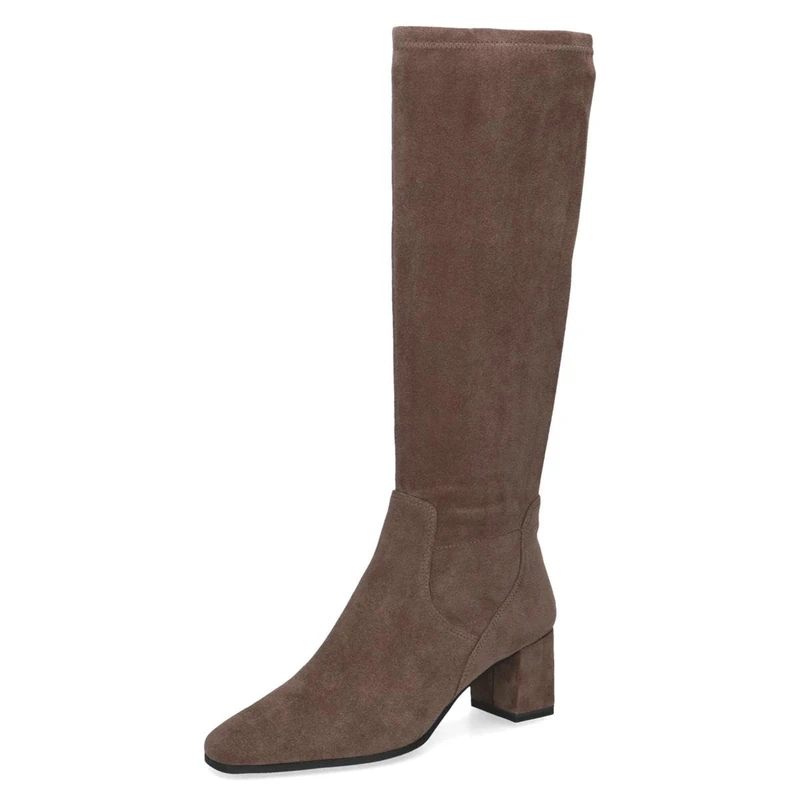 CAPRICE Women's high boots with heel knee-high Vegan, Brown (Cafe Stretch), 6 UK