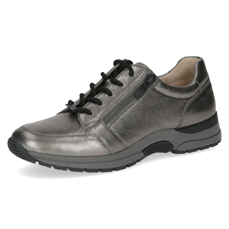 CAPRICE Women's Low-top Leather Sneakers with Zipper, Metallic (Stone Metallic), 4 UK