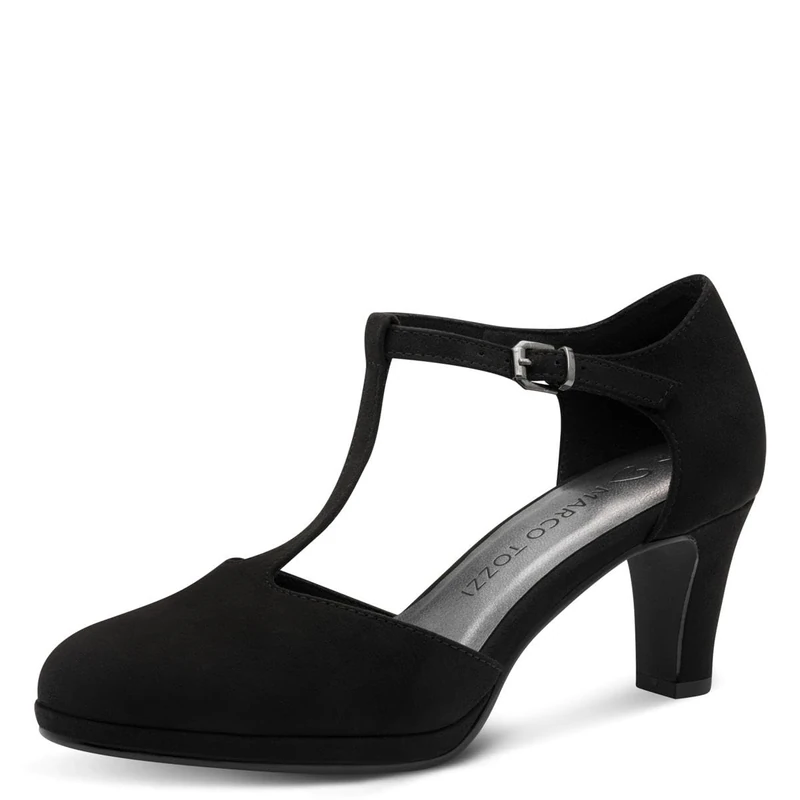 MARCO TOZZI Women's Vegan Elegant Pumps with Straps, Black, 9 UK