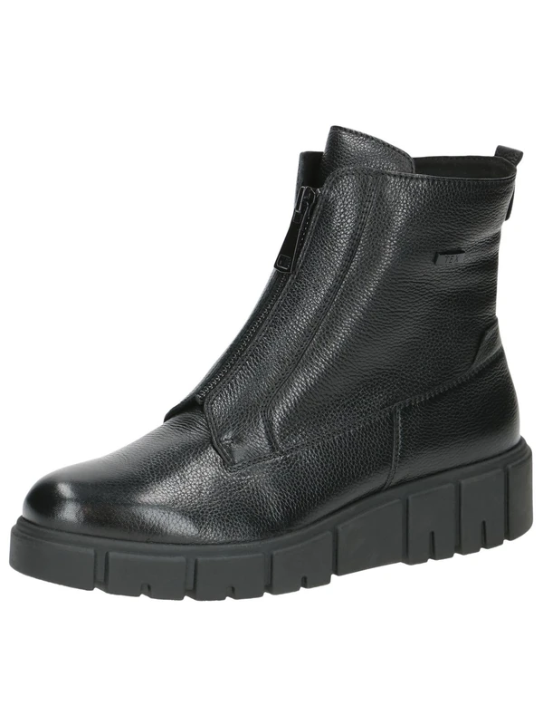 CAPRICE Women's flat leather boots water-repellent, Black (Black Nappa), 7.5 UK