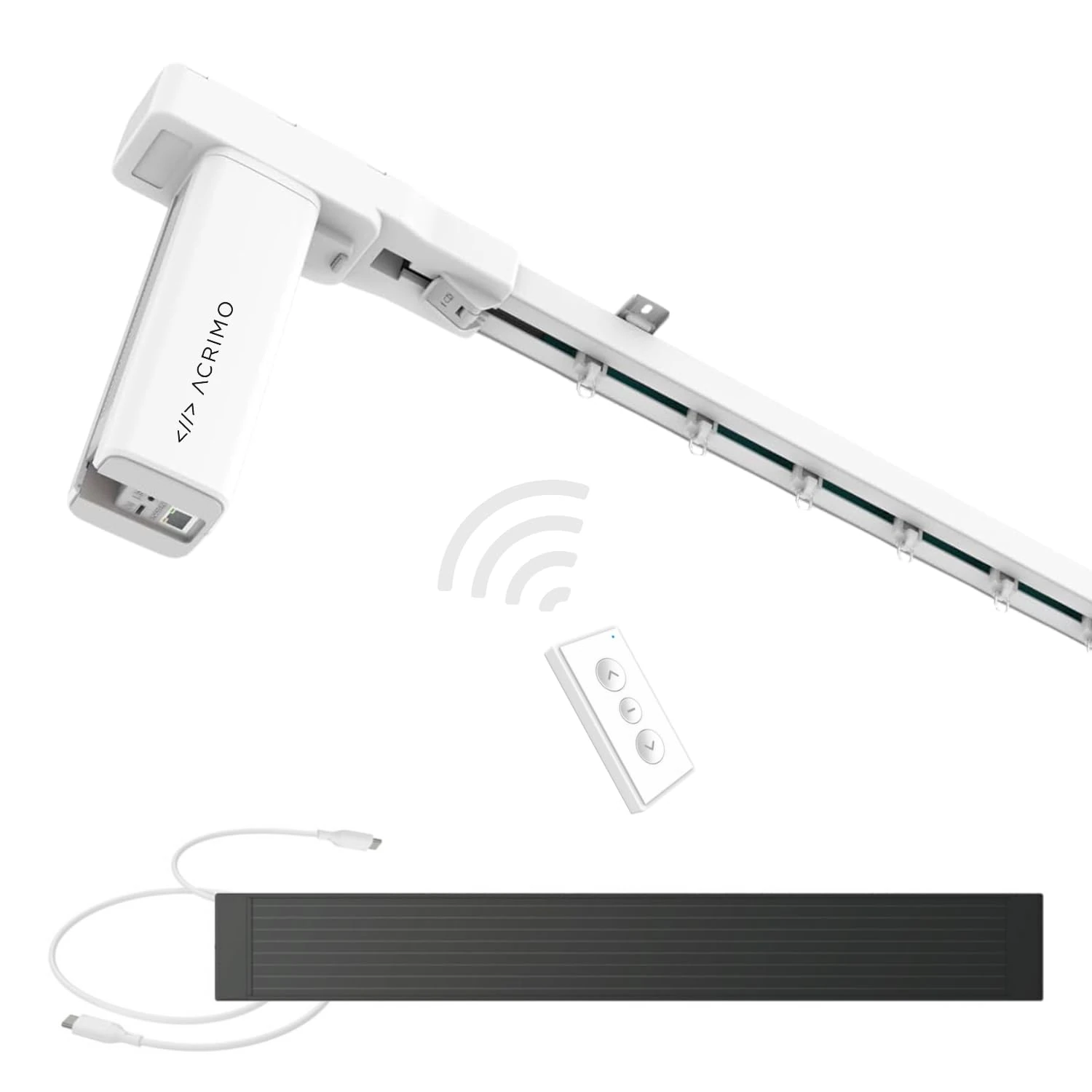 ACRIMO Motorized Curtain Track, Smart Track Kit for Curtains with Solar Panel Power and Optional Wall Plug, Length 4 Meters