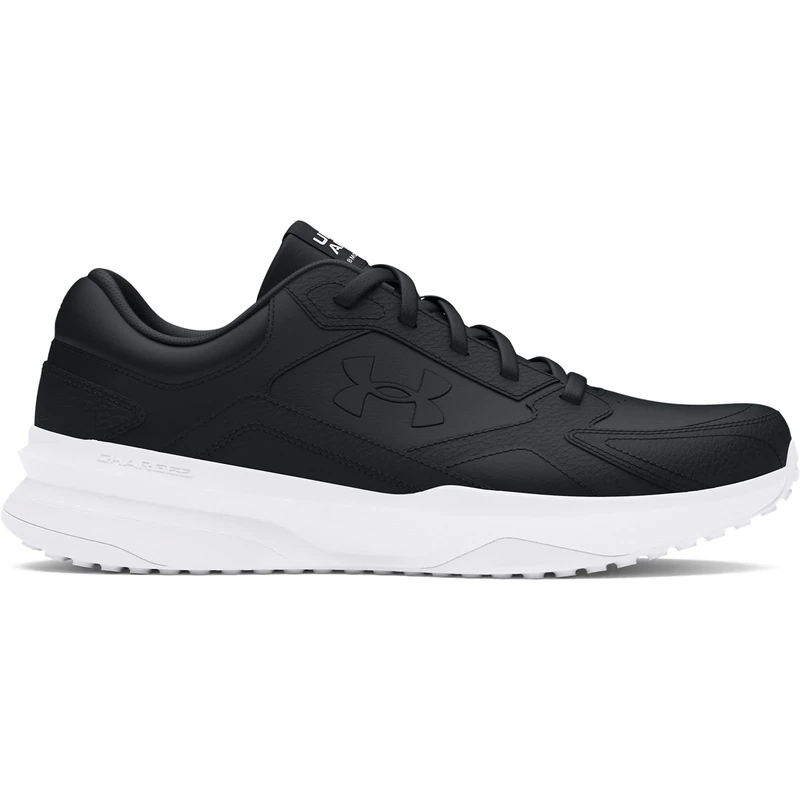 Under Armour Men's UA Edge LTHR Men's Trainers, Leather Running Shoes for The Gym and Outdoors, Lightweight Sportswear, 7.5 UK Black Black White
