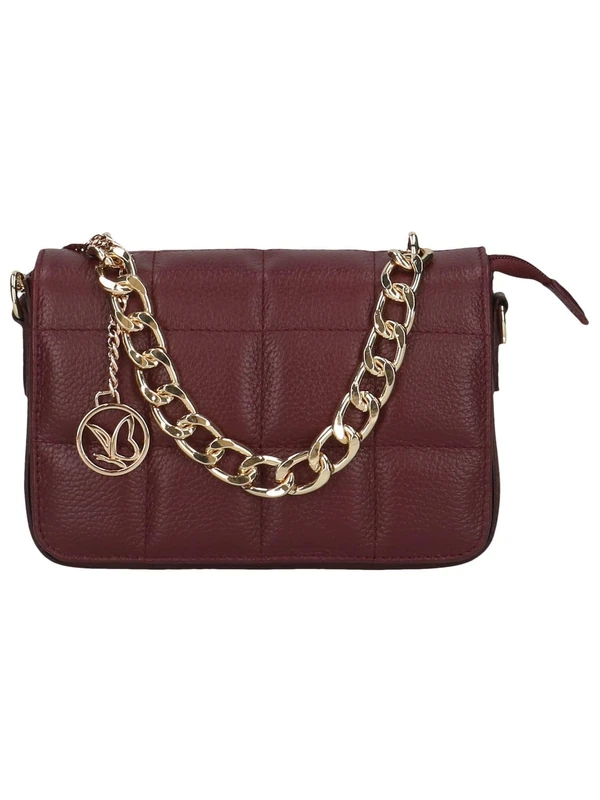 CAPRICE Ladies Leather Handbag with Chain Red (Bordeaux Nappa)