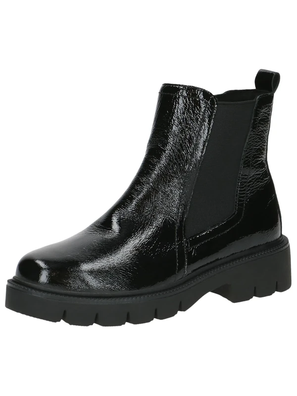 CAPRICE Women's Chelsea boots small heel elegant, Black (Black Naplak), 8 UK