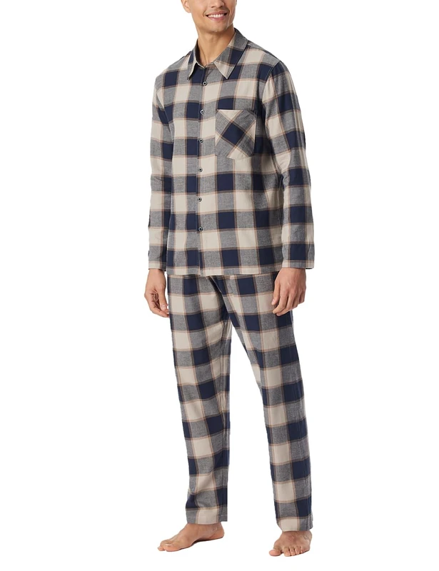 Schiesser Men's Schlafanzug Lang-Weiche Webware-Selected Premium Warming Pajama Set, Natur_182029, 38