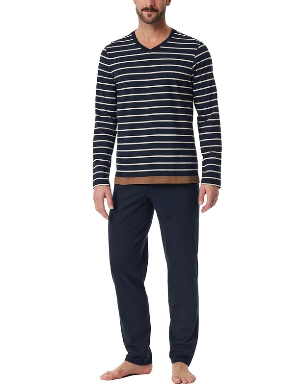 Schiesser Men's Schlafanzug Lang-Casual Nightwear Pajama Set, Nachtblau_181928, 40