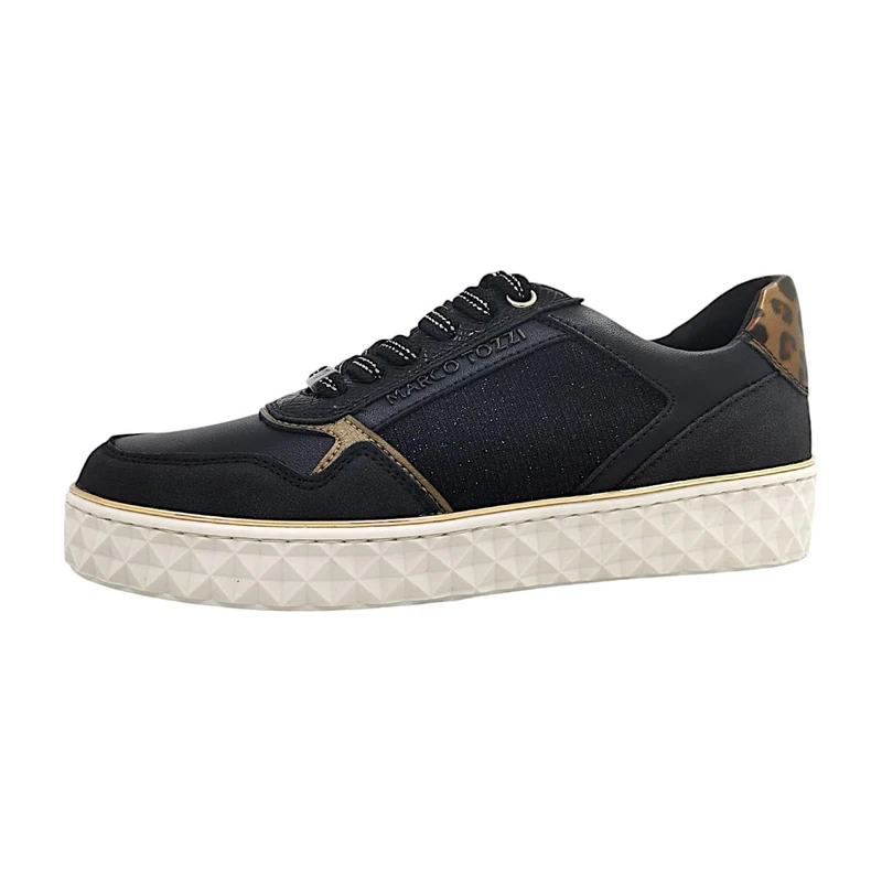 MARCO TOZZI Women's Flat Trainers with Laces Leisure, Black (Black Comb), 8 UK