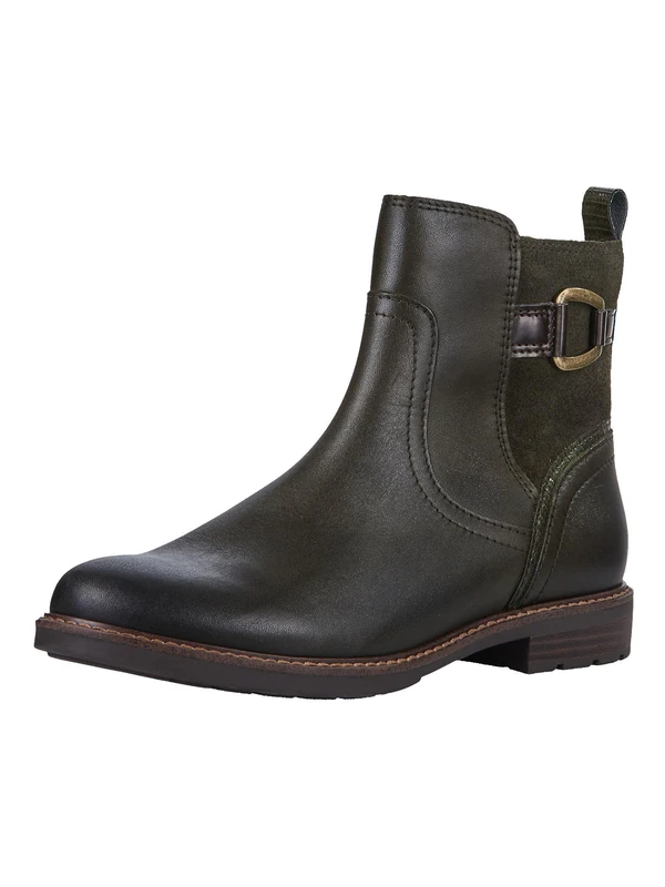 MARCO TOZZI Women's Ankle Boots Without Heel with Leather Content Flat, Olive Comb, 7 UK - Image 1