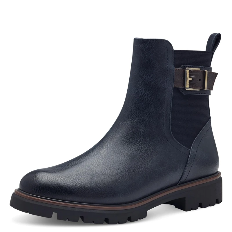 MARCO TOZZI Women's Chelsea Boots Vegan with Zip, Navy Comb, 4 UK