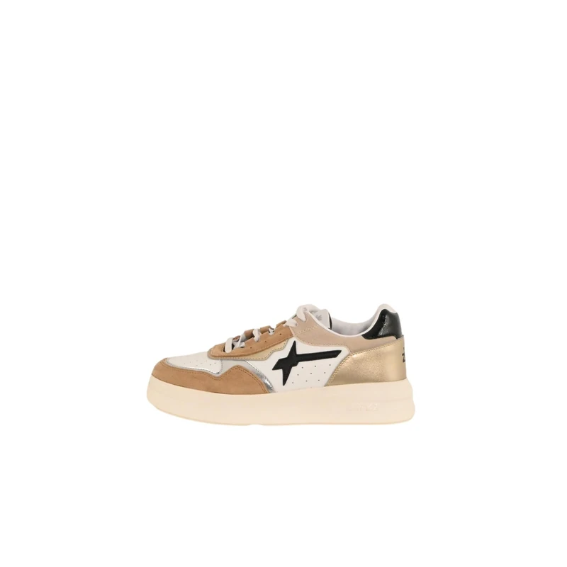 w6yz Xenia W Suede/Micro/Metallic Sand-White-Platinum, Beige, 8 UK