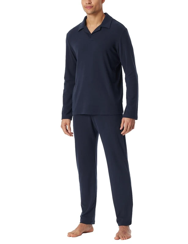 Schiesser Men's Schlafanzug Lang-Weicher Interlock-Selected Premium Warming Pajama Set, Nachtblau_182031, 38