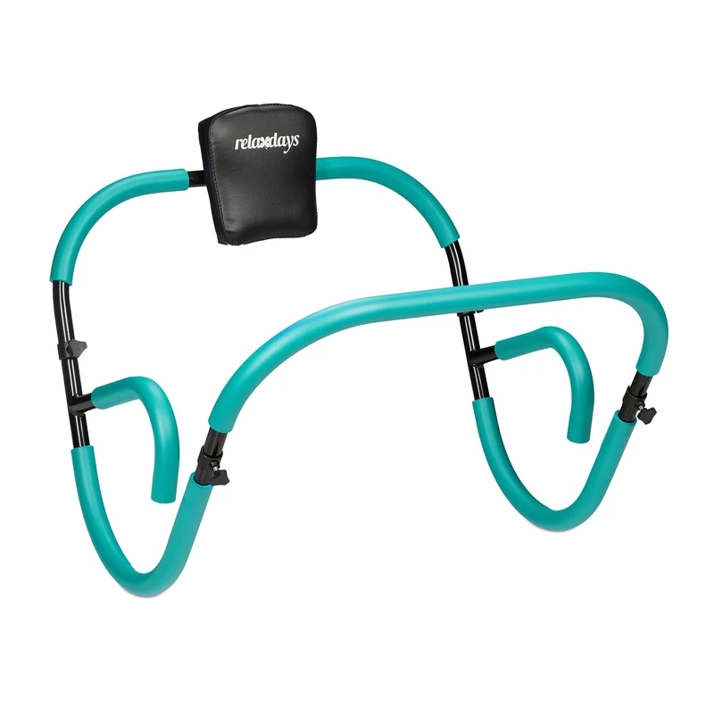 Relaxdays Abs Trainer, Core Strength Exercise, HWD: 66 x 71 x 71 cm, Effective Workout at Home, Sit-Ups, Turquoise/Black