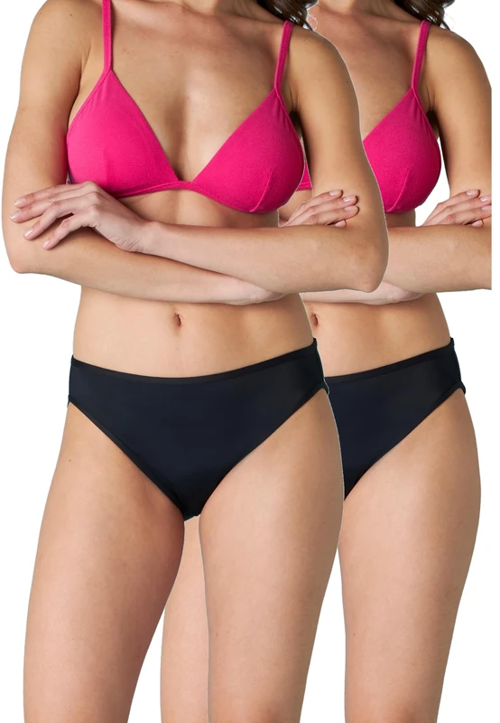 LOVABLE Women's Medium Flow Period Panties Beachwear Bi-Pack Slip, Black, XL (Pack of 2)