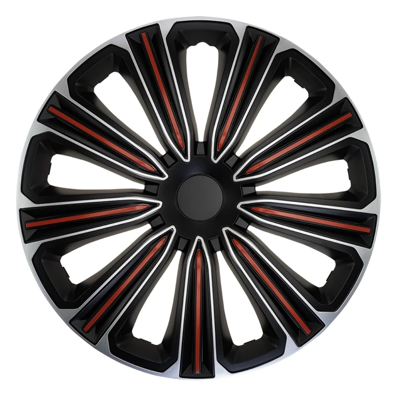 J-Tec Set wheel covers Rosso 15-inch silver/black/red