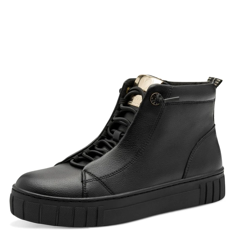 MARCO TOZZI Women Lace Up Ankle Boots No Heel Zip Up Ankle Boots, black, 8.5 UK