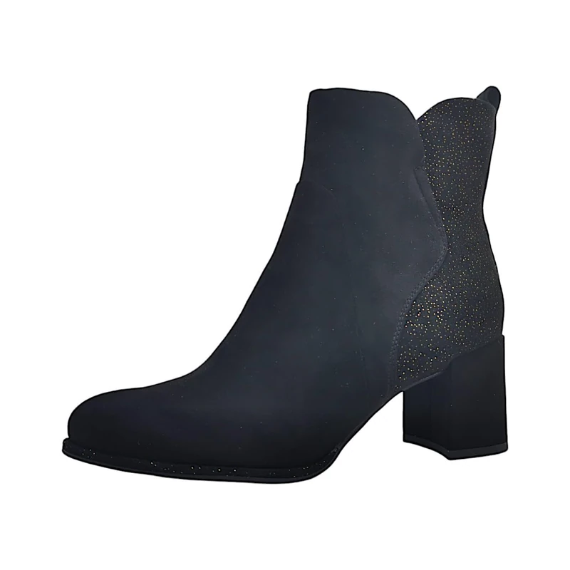 MARCO TOZZI Women's Pointed Heel Ankle Boots with Zip, Black gold, 6 UK