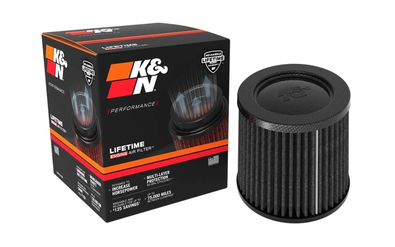 K&N Black Universal Dryflow Conical Air Filter - Carbon Fiber Top - 70mm flange, 129mm base, 114mm top, 127mm height (RU-3137HBK)
