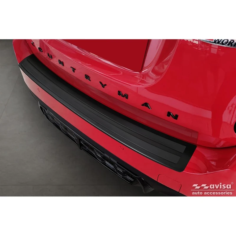Avisa Matte black Stainless Steel Rear bumper protector compatible with Mini Countryman F60 FL 2020-2023