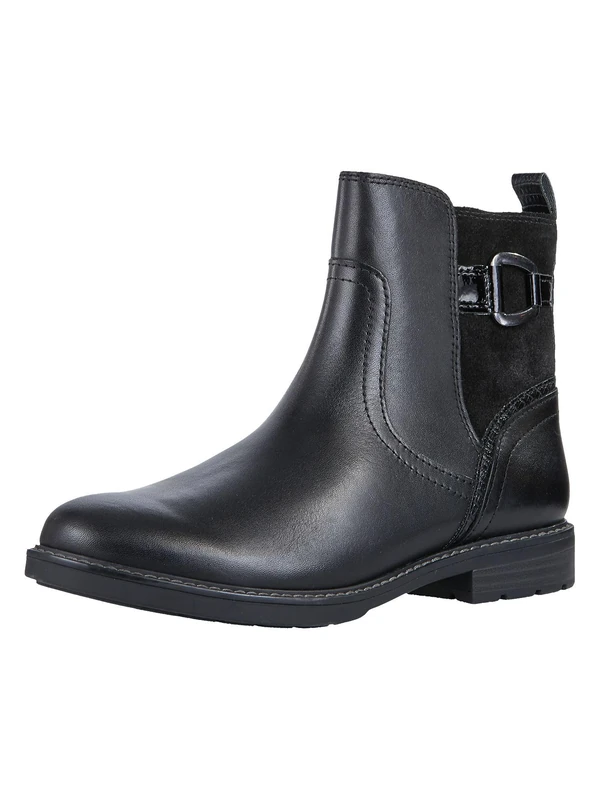 MARCO TOZZI Women's Ankle Boots Without Heel with Leather Content Flat, Black (Black Comb), 5 UK - Image 1