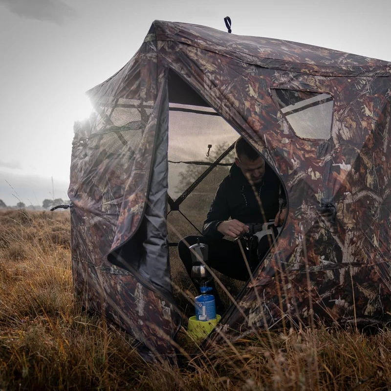 Caruba Camouflage Translucent Tent - Unnoticed Nature Observing and Photographing - Quick Folds - Suitable for 1-2 People - 170 x 190 x 190 cm - Sturdy Nylon Material - Image 1