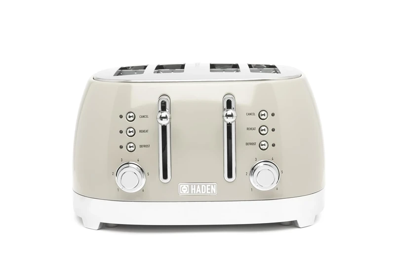 Haden Bristol Putty 4 Slice Toaster - Temperature Control, Easy To Clean, Efficient & Safe, Coated Stainless Steel Housing - For All Toast Preferences, Defrost, Reheat, and Cancel Functions