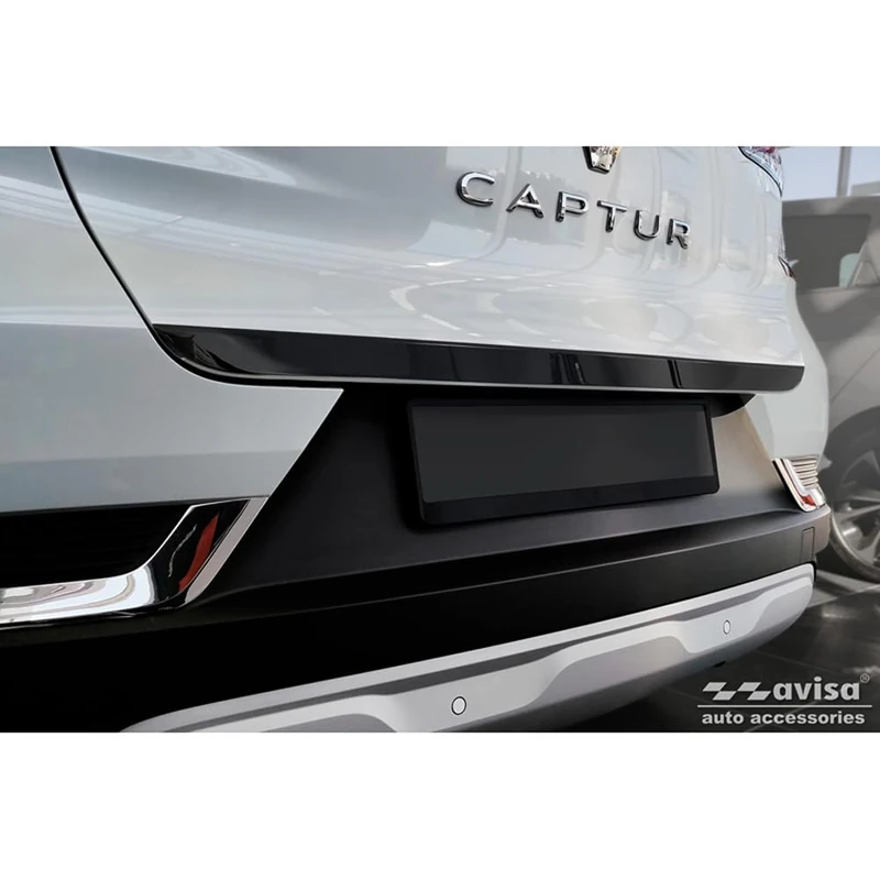 Avisa Black Chrome Stainless Steel Tailgate Trim compatible with Renault Captur II 2019- & Mitsubishi ASX II 2023-