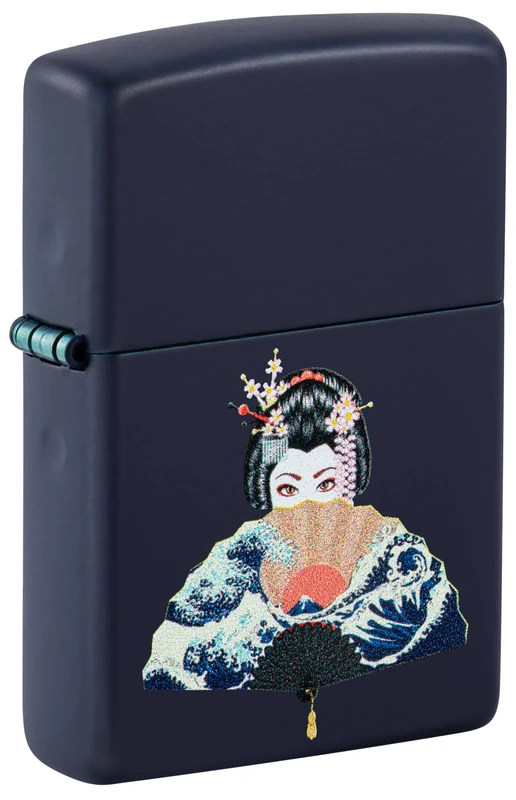Zippo Windproof Lighter, Geisha Design – Matt Navy, Colour Image – Refillable, Reusable, Windproof Design – Comes in Gift Box – Made in USA