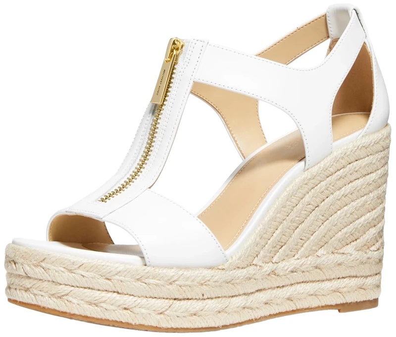 Michael Kors Women's Berkley Mid Espadrille Wedge Sandal, Optic White 1, 6 UK