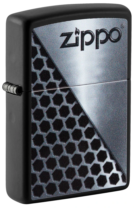 Zippo Windproof Lighter, Zippo Hexagon, Black Matte, Colour Image, Refillable, Reusable, Windproof Design, Gift Box, Made in USA