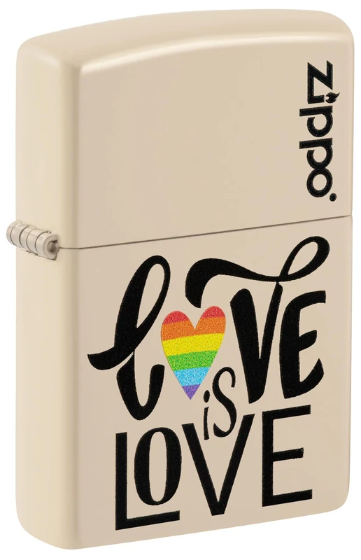 Zippo Windproof Lighter - Love is Love, Flat Sand, Color Image - Refillable - Reusable - Windproof Design - Gift Box - Made in USA - Image 1
