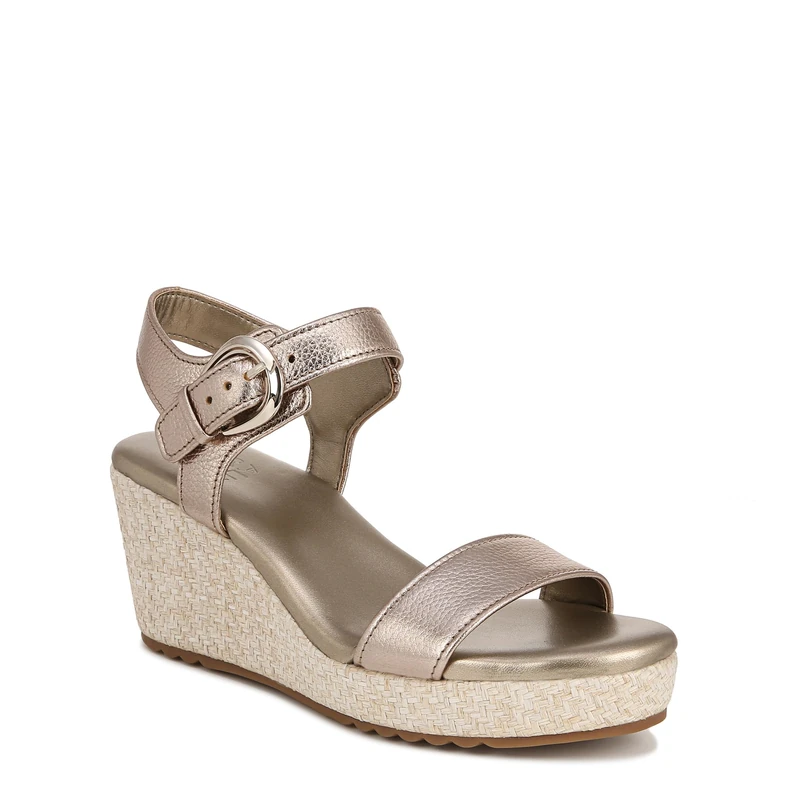Naturalizer Women's Stella Wedge Sandals, Warm Silver Leather, Wide Fit, UK 4