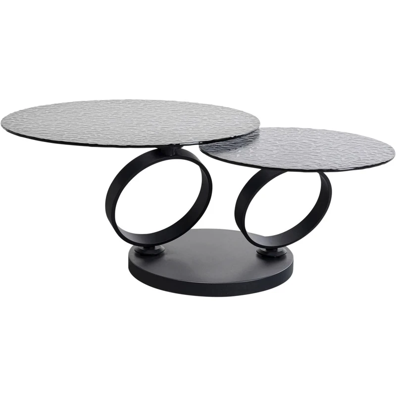 Kare Design Coffee Table Beverly Bubble, Black, Glass, Steel, Rotatable 360 Degrees, Gift Idea, Sofa Side Table, Round Bedside Table, Home Decor for Living Room, Office, 41x133x80 cm