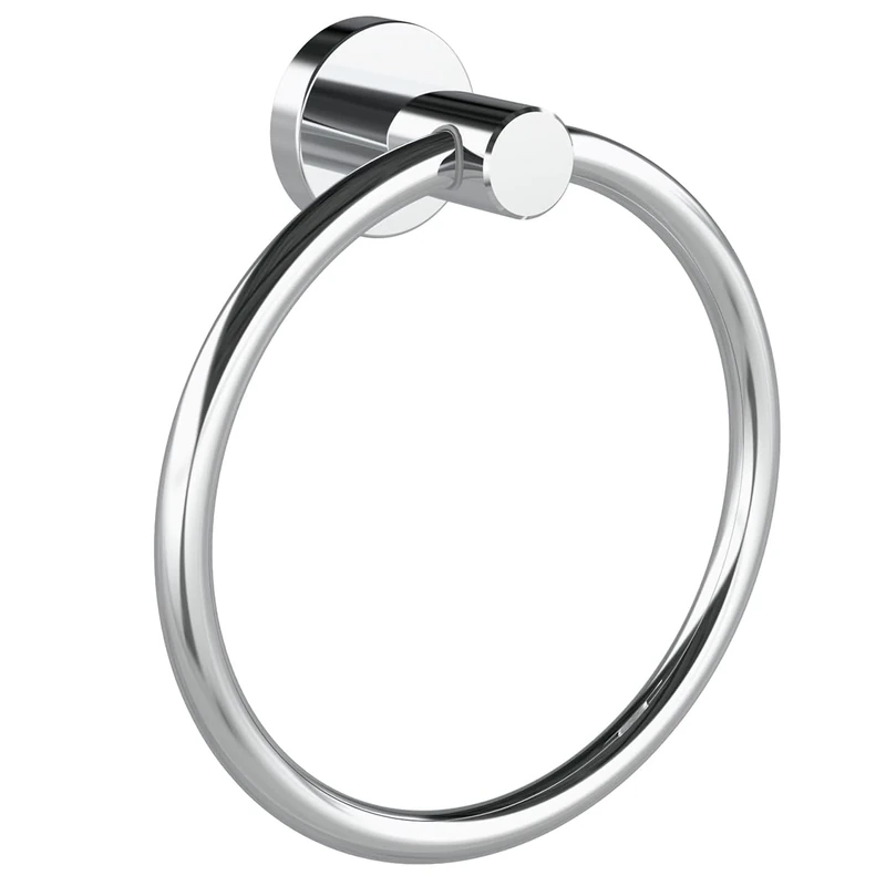 WZRUA Towel Ring Hand Towel Holder Wall Mounted, Chrome SUS304 Stainless Steel Modern Round Base Rustproof Towel Holder for Bathroom