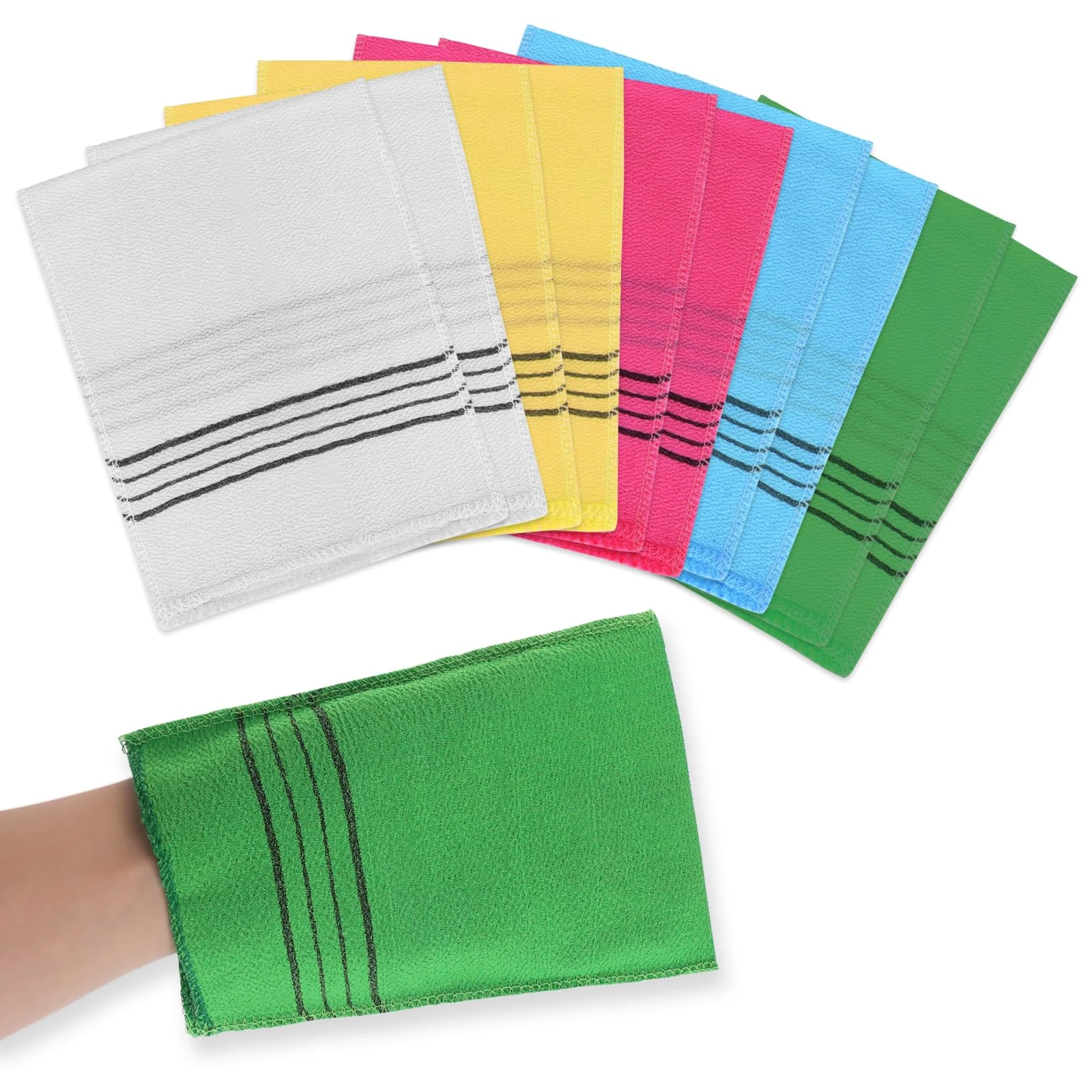 Molain 10Pcs Asian Exfoliating Washcloth Korean Exfoliating Mitt Glove Italy Towel Scrubbing Cloth For Removing Dead Skin Callus Cleaning Pores Viscose Rayon Bath Sponges